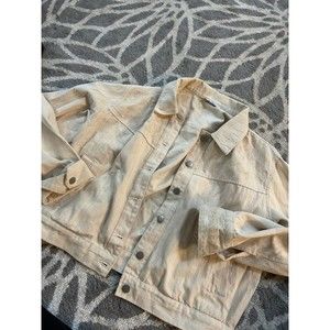 Polagram Cream Embroidered Cropped Shacket